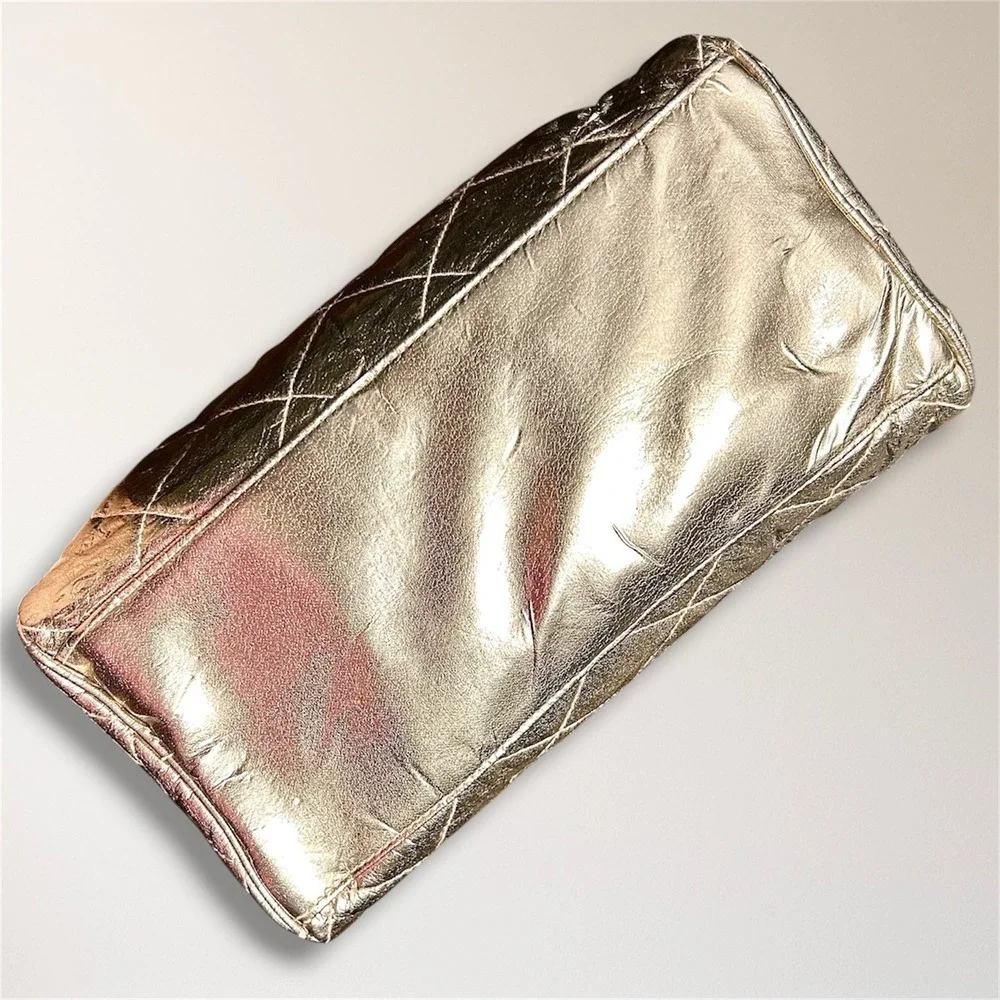 Victorias Secret Angel Metallic Gold Quilted Satchel Travel Y2K Handbag Purse